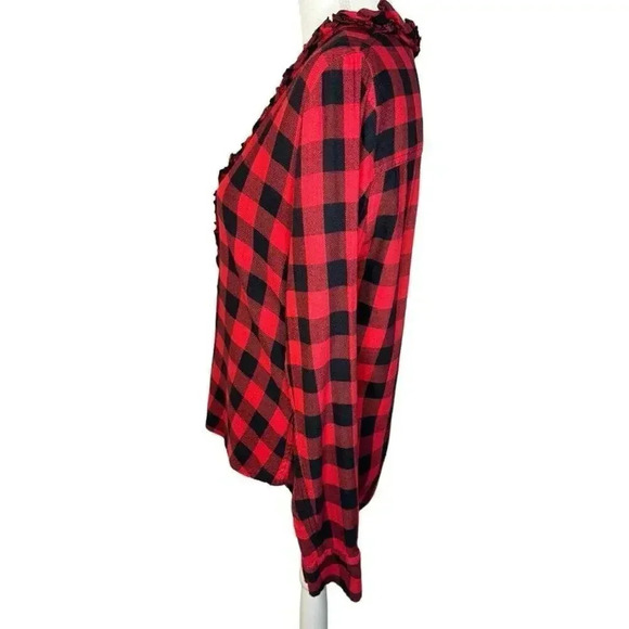 GAP Women’s Medium Red & Black Buffalo Check Plaid Button Down Top - Picture 3 of 8